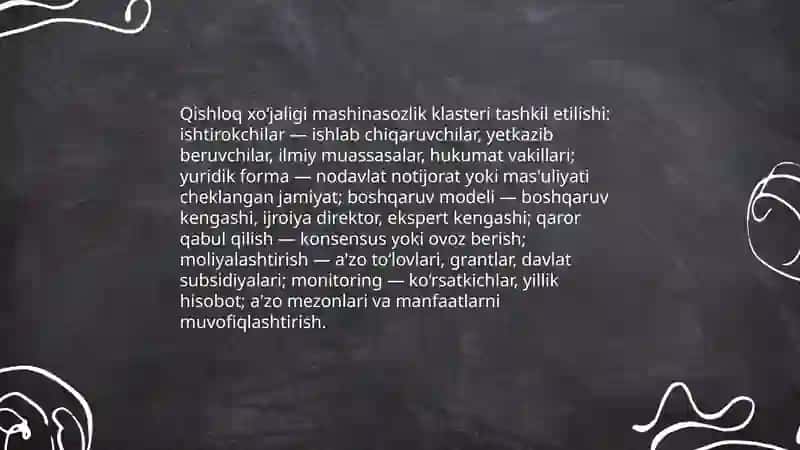 Qishloq xo'jaligi mashinasozlik klasteri 3