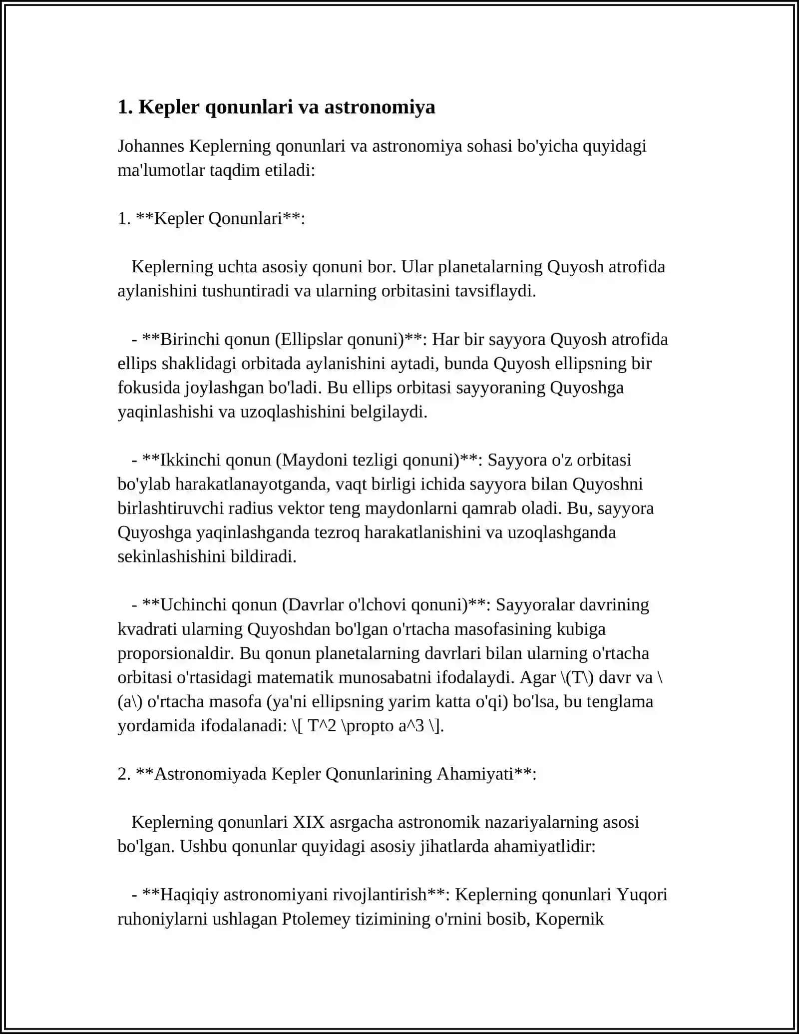 KEPLER QONUNLARI 3