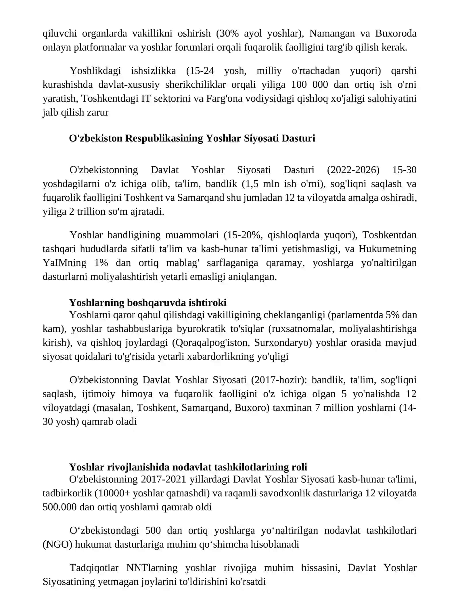O'zbekiston respublikasida yoshlarga oid davlat siyosati va uning tahlili 3