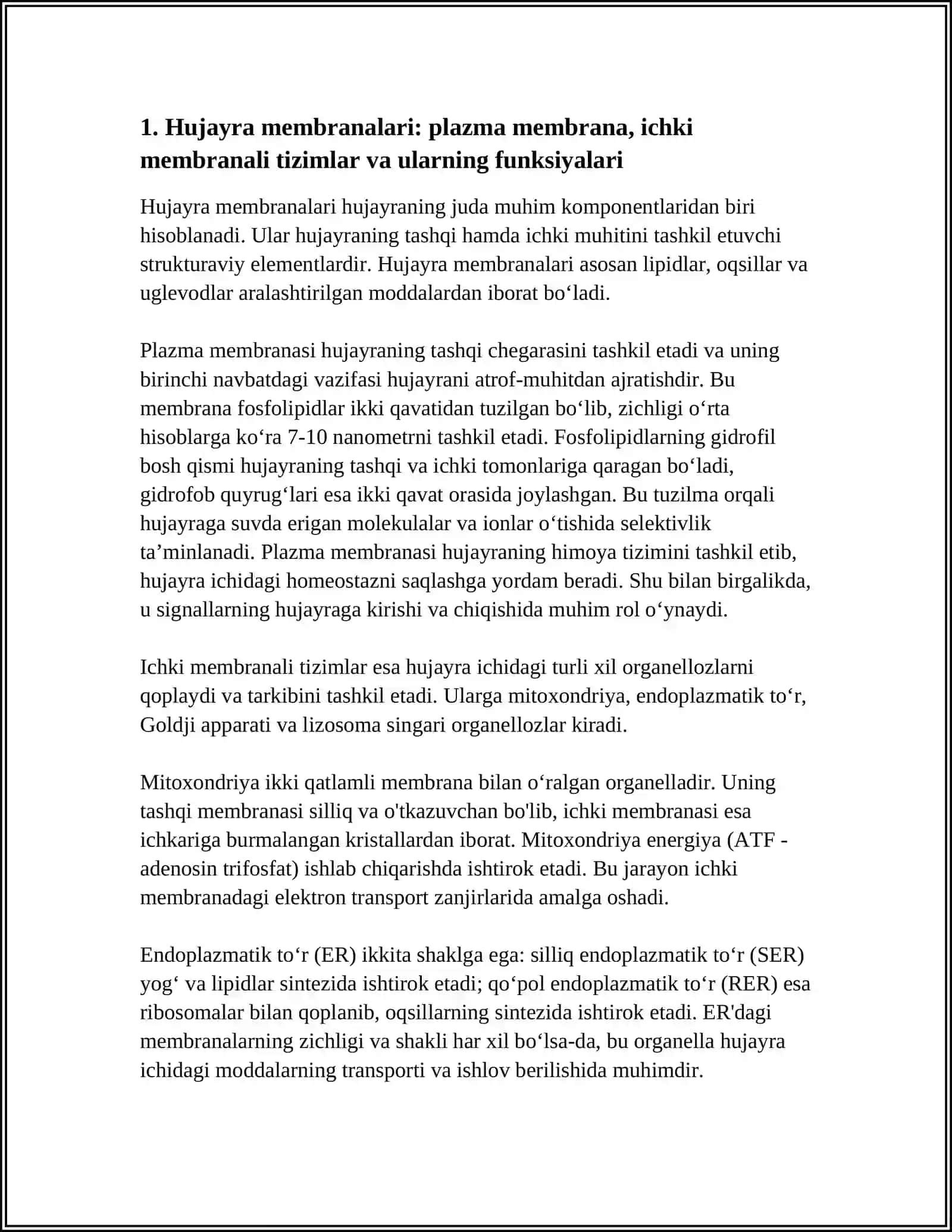 HUJAYRA TUZILISHI. HUJAYRA NAZARIYASI. HAYVON VA ODAM XROMOSOMALARINING MORFOFUNSIANAL XARAKTERISTIKASI 3