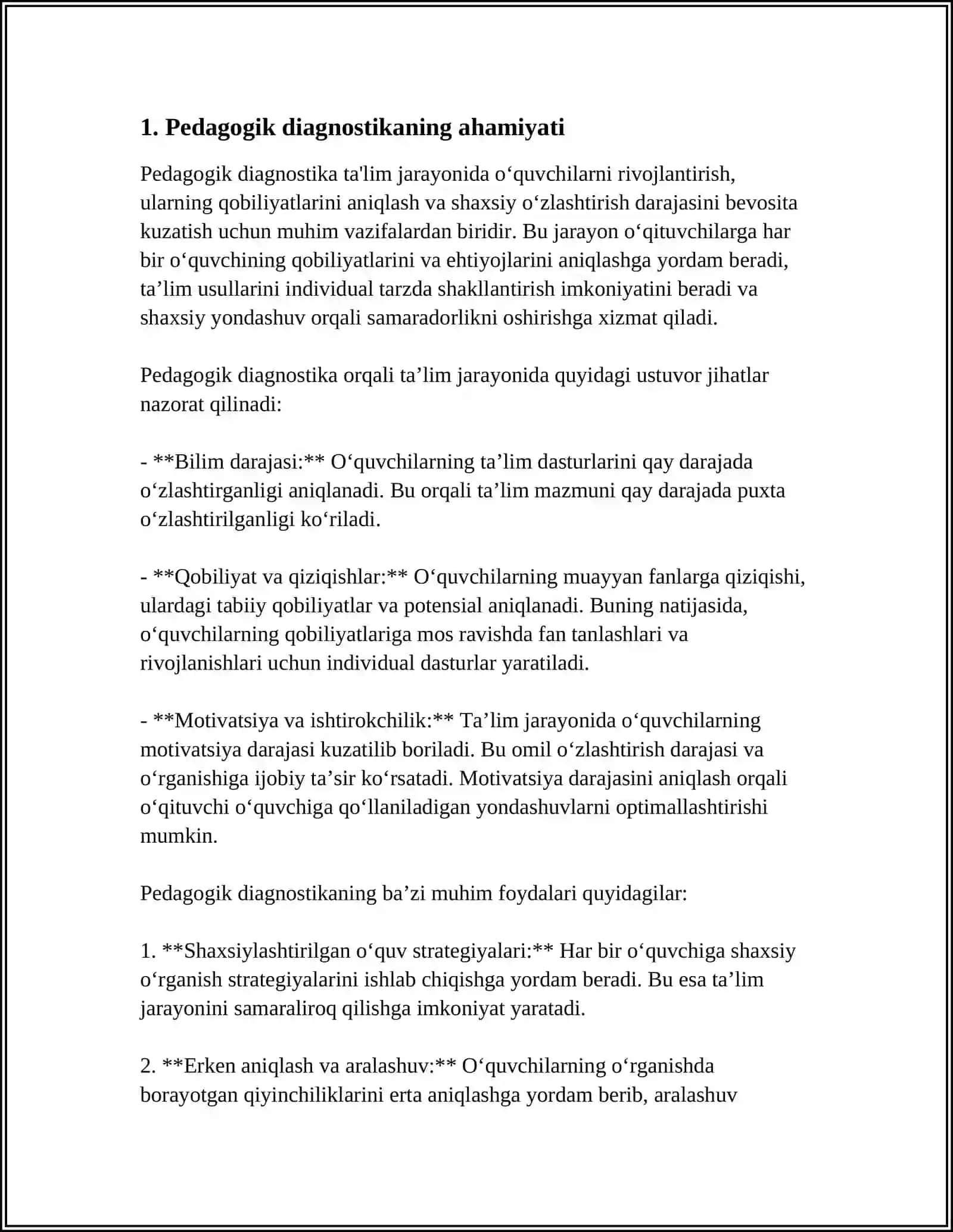 PEDAGOGIK DIAGNOSTIKA VA PEDAGOGIK KAREKSIYA 3
