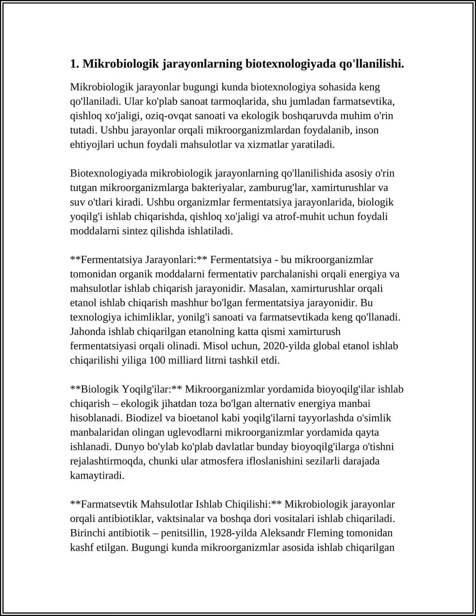 MIKROORGANIZMLARNI BIOTEXNOLOGIYADA QO'LLANILISHI 3