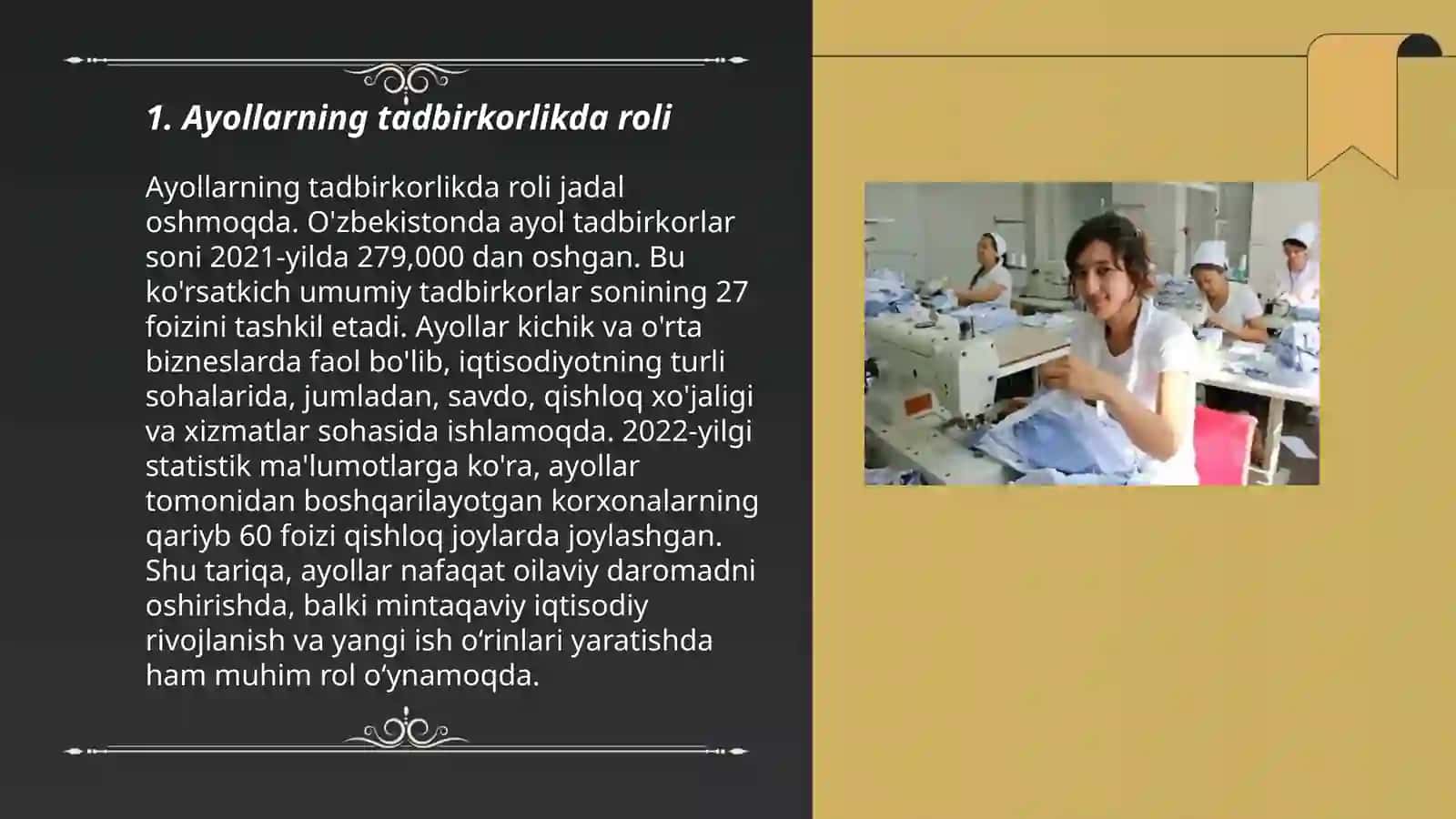 Ayollarning iqtisodiyotga qushgan hisasi 3