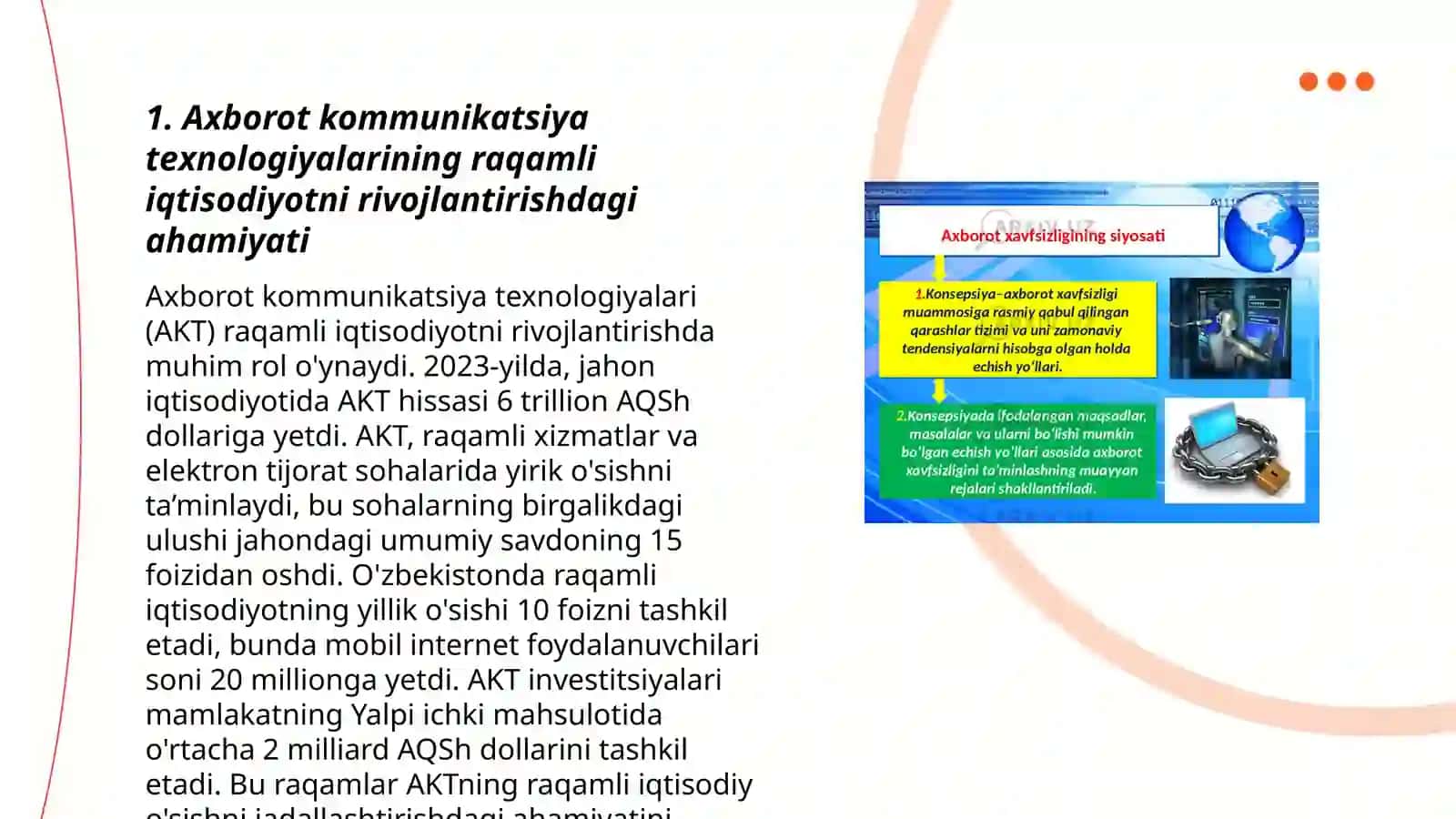 Raqamli iqtisodiyotni rivojlantirishda axborot kommunikatsiya texnologiyalarini o'rni 3