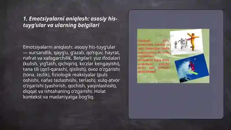 Emotsialarni anglash va ifodalash:hissiy moslashuv asoslari 3