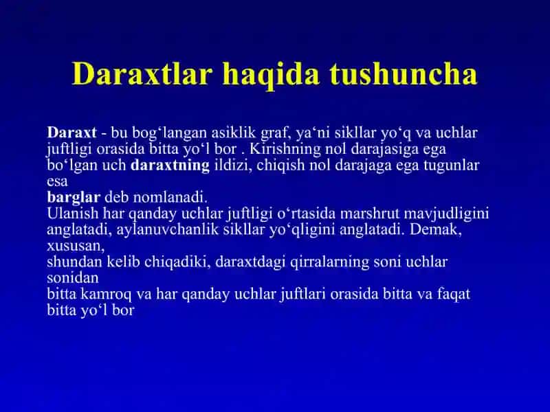 Daraxtlar. Ikkilik qidiruv daraxti. Fenvik daraxti. Kesmalar daraxti. 3
