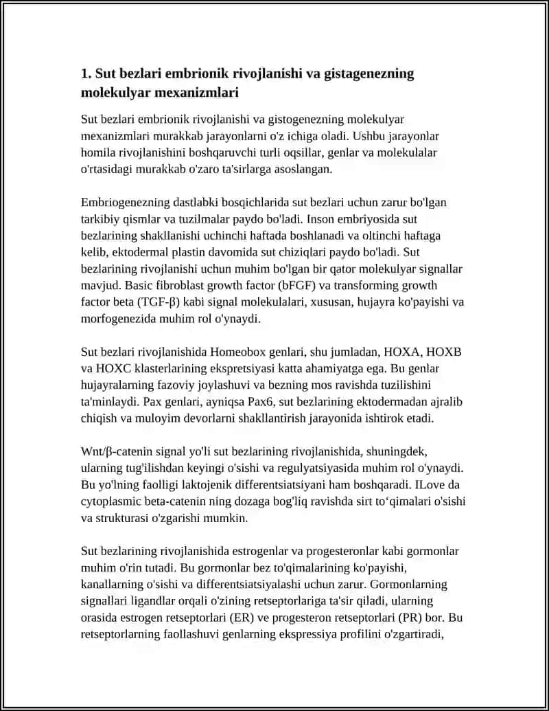 SUT BEZLARI GISTAGENEZI VA GISTAFIZIOLOGIYASI.LAKTATSIYA JARAYONLARINING NEYROGUMOROL MEHANIZIMLARI 3