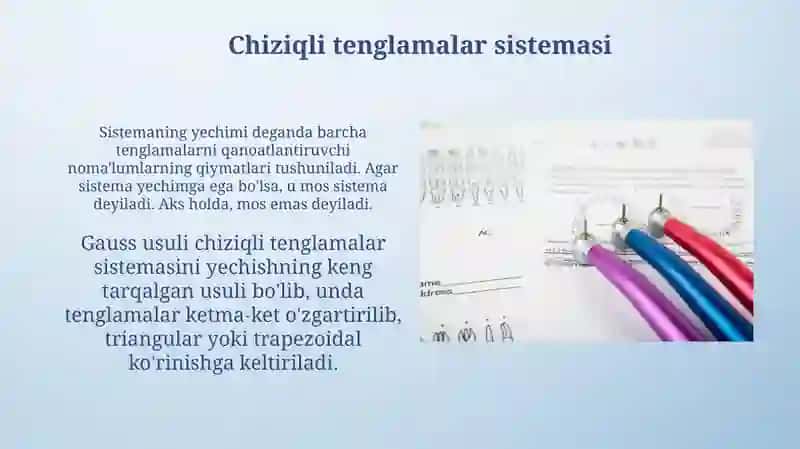 Chiziqli algebra va mantiq paketining asosiy imkoniyatlari 3