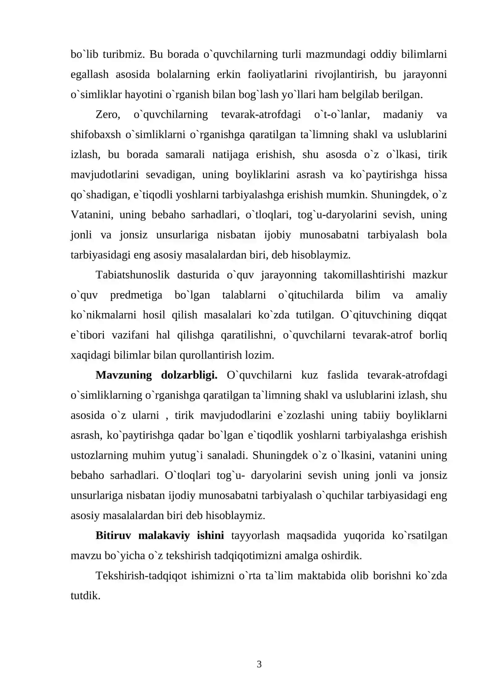 Tabiatshunoslik darslarida “O`lkamizda kuz” mavzusini pedagogik texnologiyalar asosida o`rganish 3