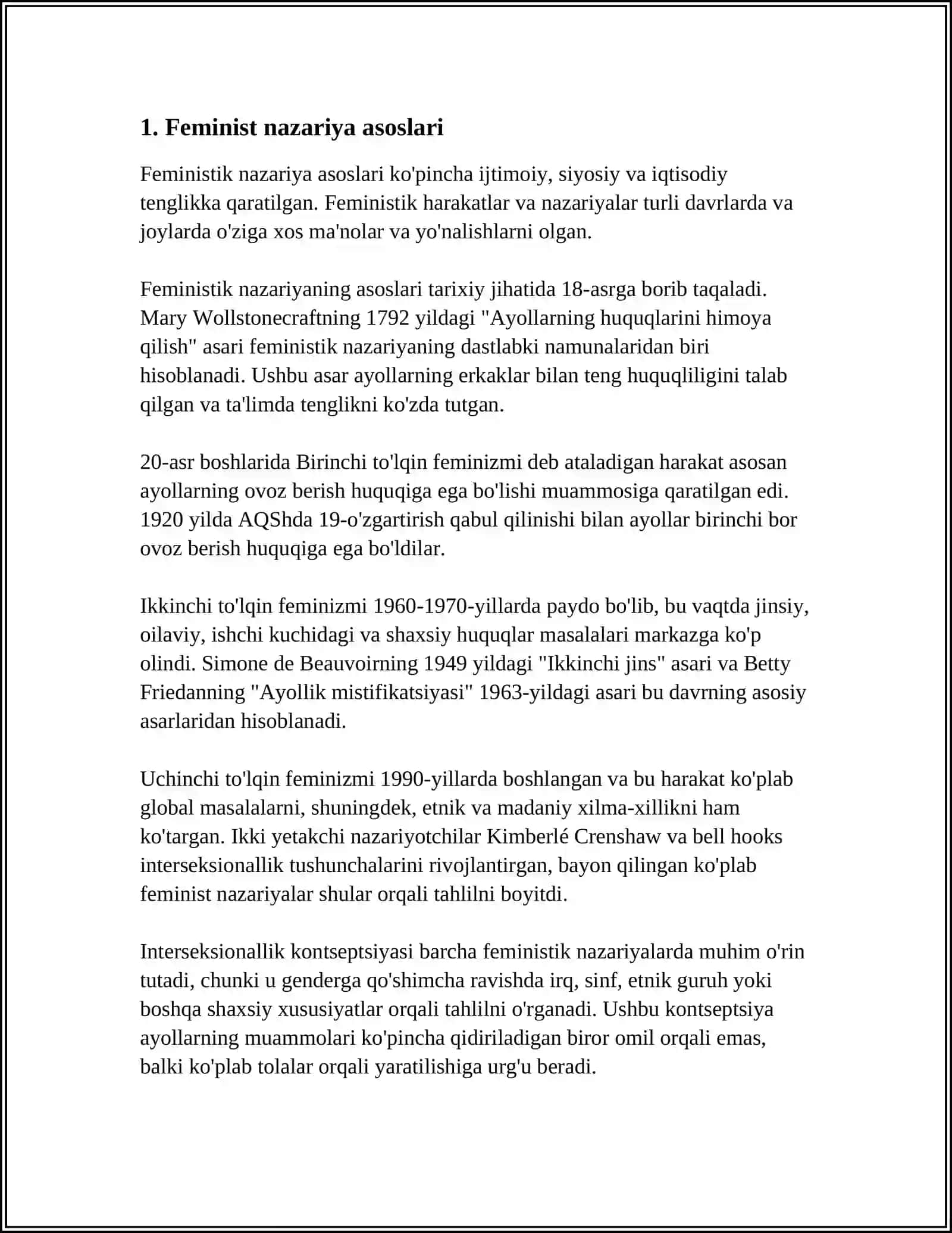FEMINIZM MAKTABI HAQIDA 3