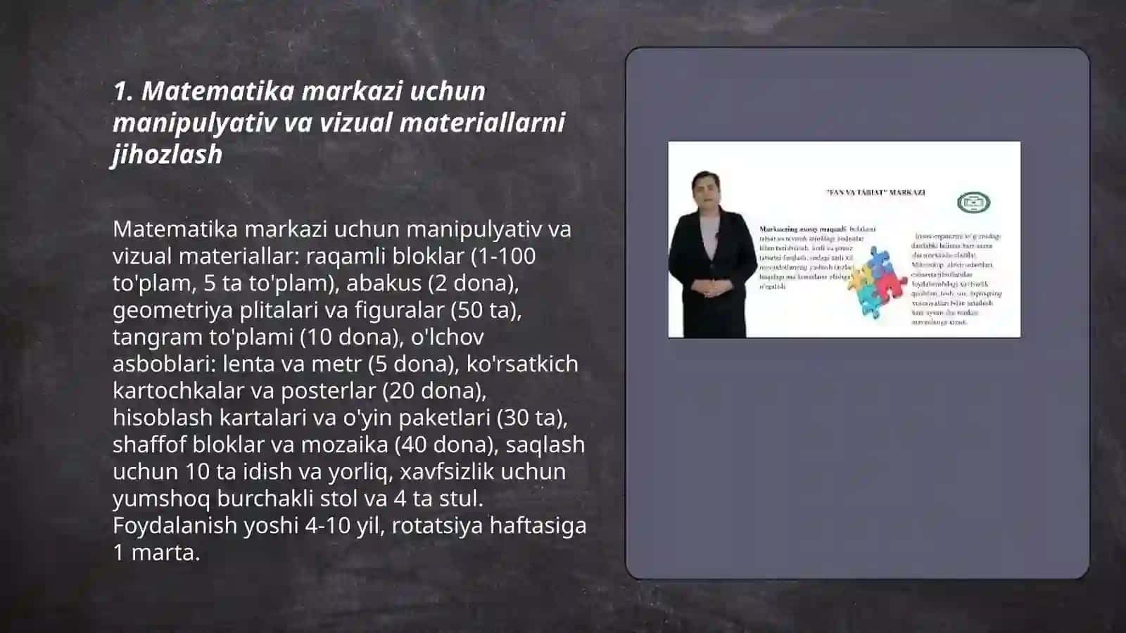 Matematika markazi uchun manipulyativ va vizual materiallarni jihozlash 3