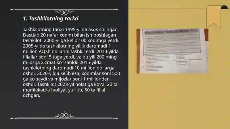 Tashkilot faoliyatiga bag'ishlangan matnlar, fotosuratlar va malumot stendlarining maketlarini tayyorlashda yordam berish 3