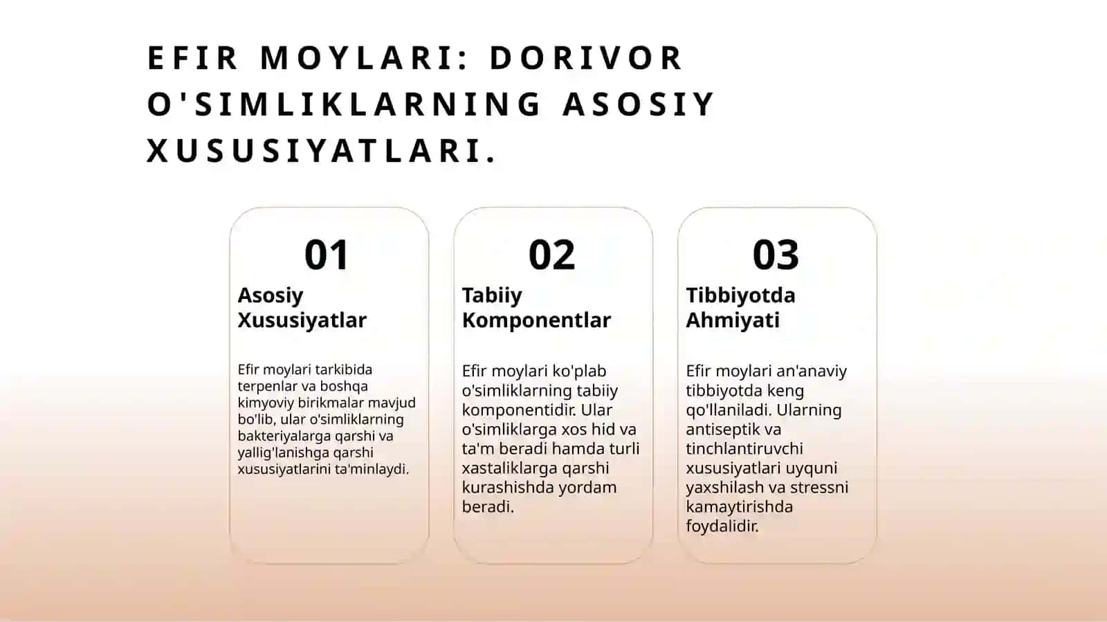 Tarkibida efir moylari boʻlgan dorivor oʻsimliklar va maxsulotlar 3