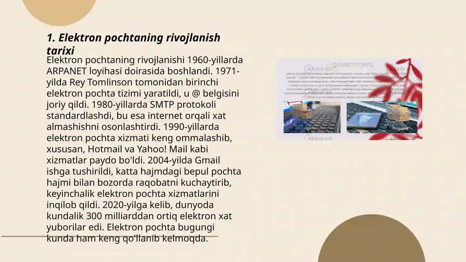 Elektron poʻchta imkoniyatlari 3