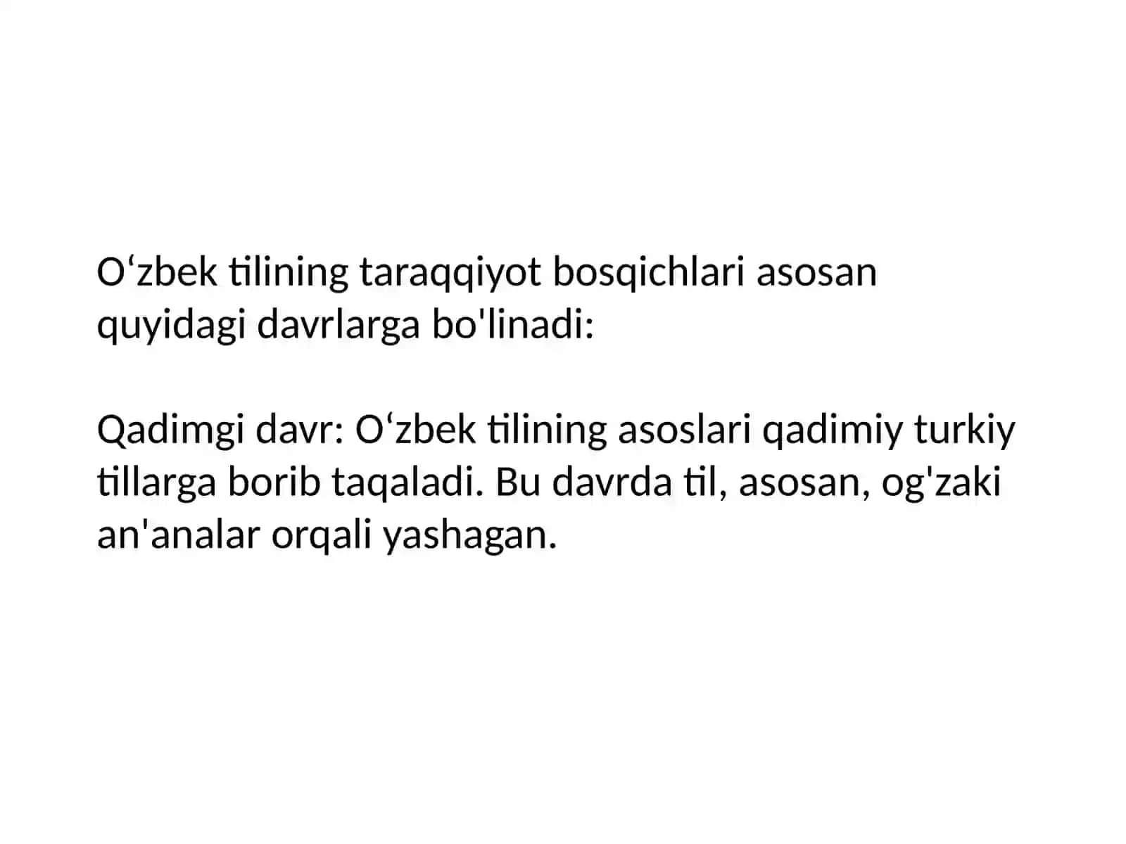 Oʻzbek tilining taraqqiyot bosqichlari 3