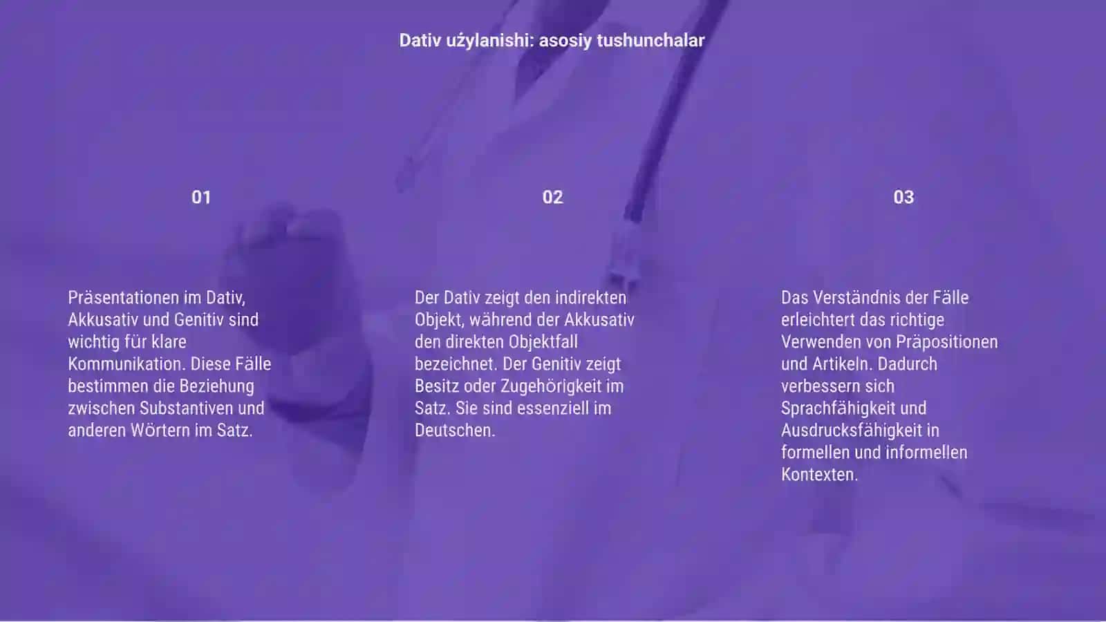 Präsentation im Dativ, Akkusativ und Genitiv 3