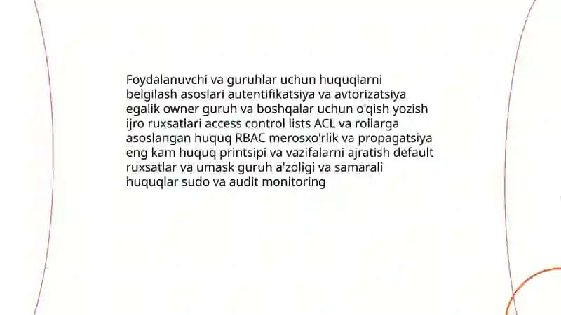 Operatsion tizimlarda foydalanuvchilar va guruhlar uchun foydalanish huquqlarini sozlash 3