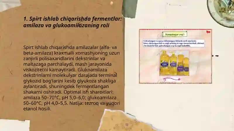 Spirt non oddiy sharbatlar pishloq va yog moy ishlab chiqarishda fermentlardan foydalanish 3