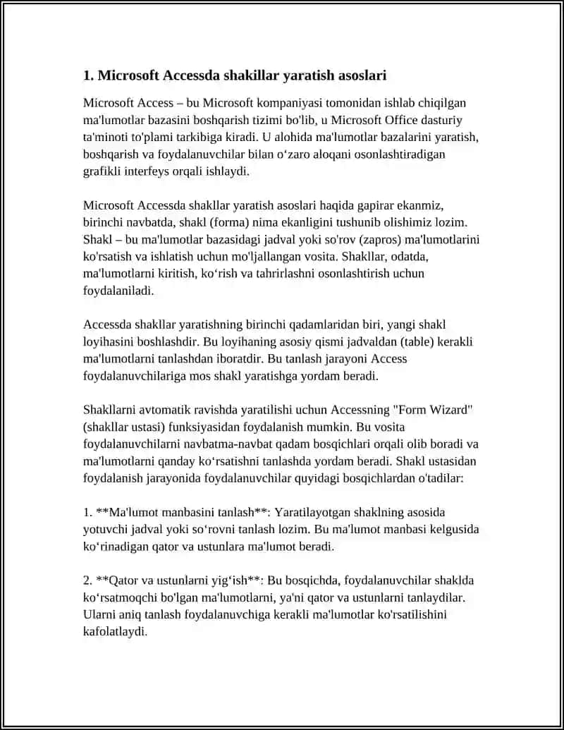 MICROSOFT ACCESSDA DASTURIDA SHAKILLAR YARATISH 3