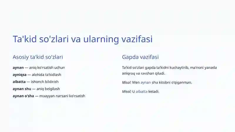 Ta'kid va inkor yuklamalari 3