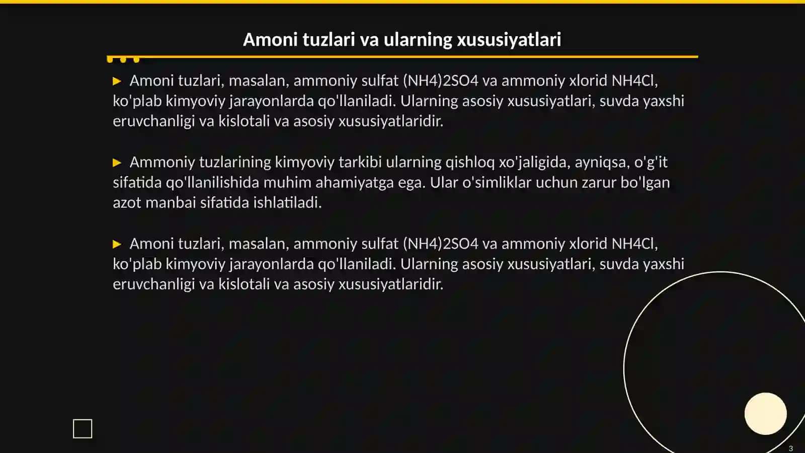Amoni tuzlaridan ohak tasirida ammiak olish va uni xossalarni órganish 3
