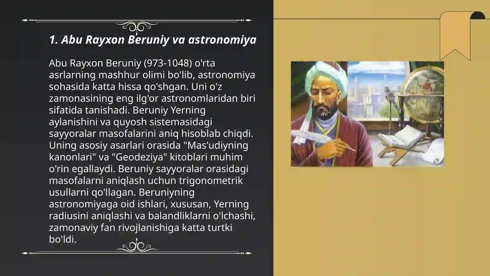 Abu Rayxon Beruniyning jahon ilm-faniga qo'shgan hissasi 3