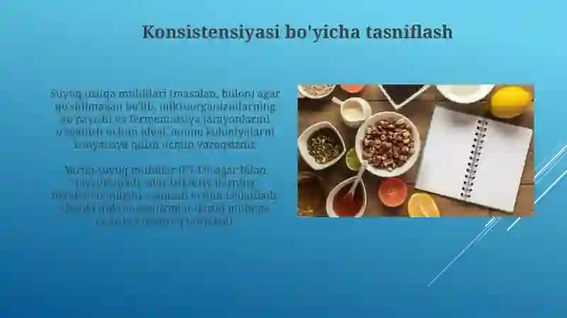 Oziqli muhitlar,tasnifi,qõyilgan talablar 3