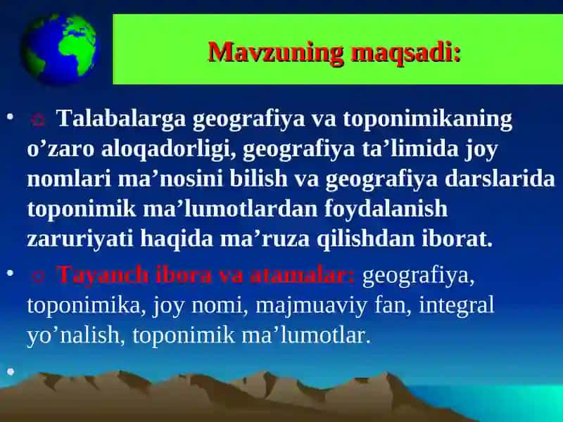 Geografiya va Toponimika 3