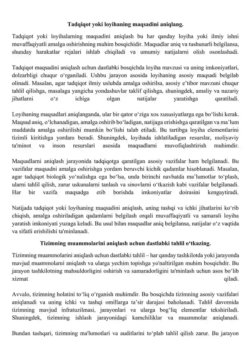 Tadqiqot yoki loyihaning maqsadini aniqlang 3