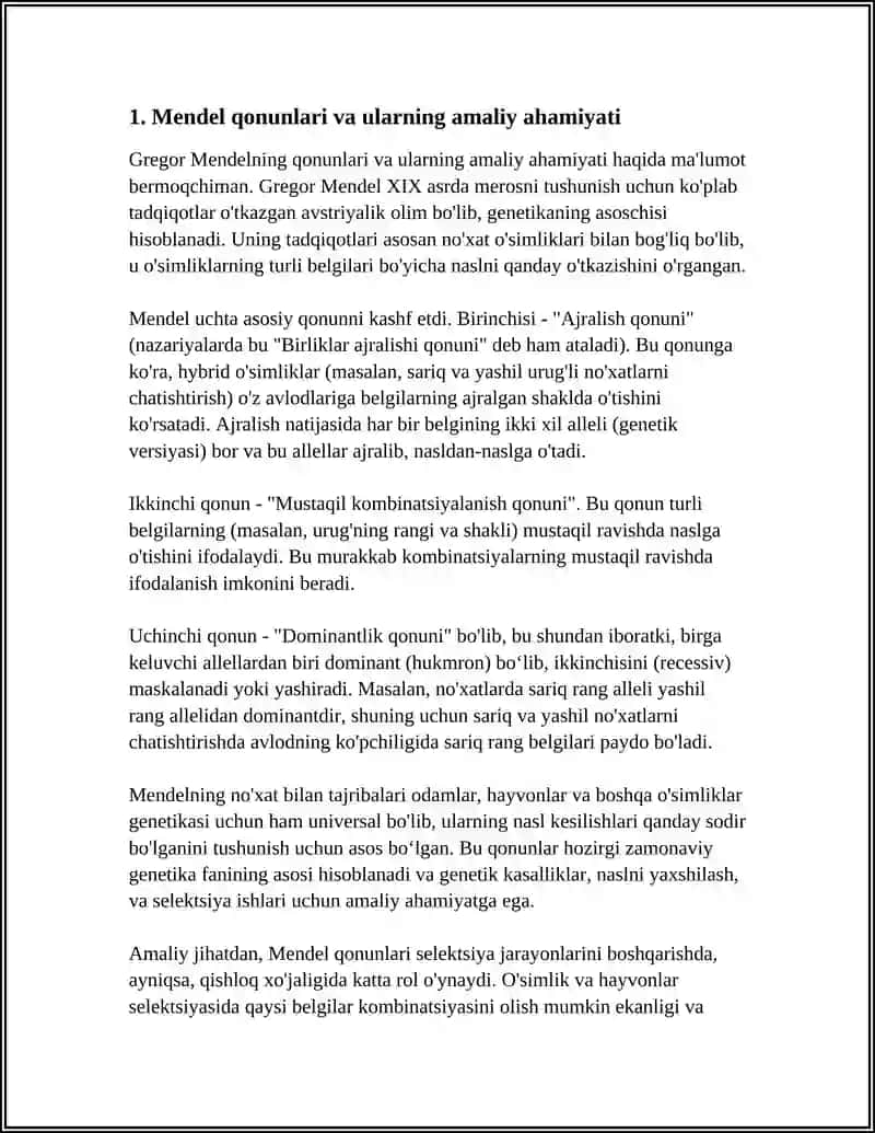 BELGILARNING IRSIYLANISH QONUNLARI. IRSIYAT QANUNLARI. GENETIK INJENERIYANING TIBBIYOTDAGI ROLI. ANTIMUTAGENEZ 3