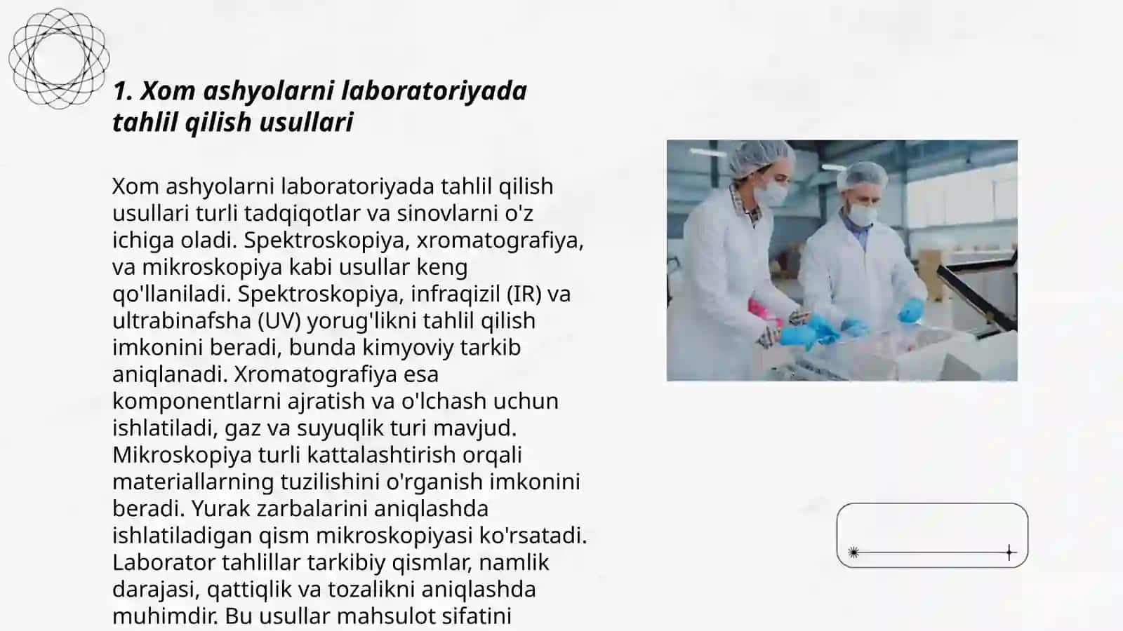 Xom ashyo va tayyor mahsulotlarni labaratoriya diagnostikasidan õtkazish va sanitariya jihatdan baholash 3