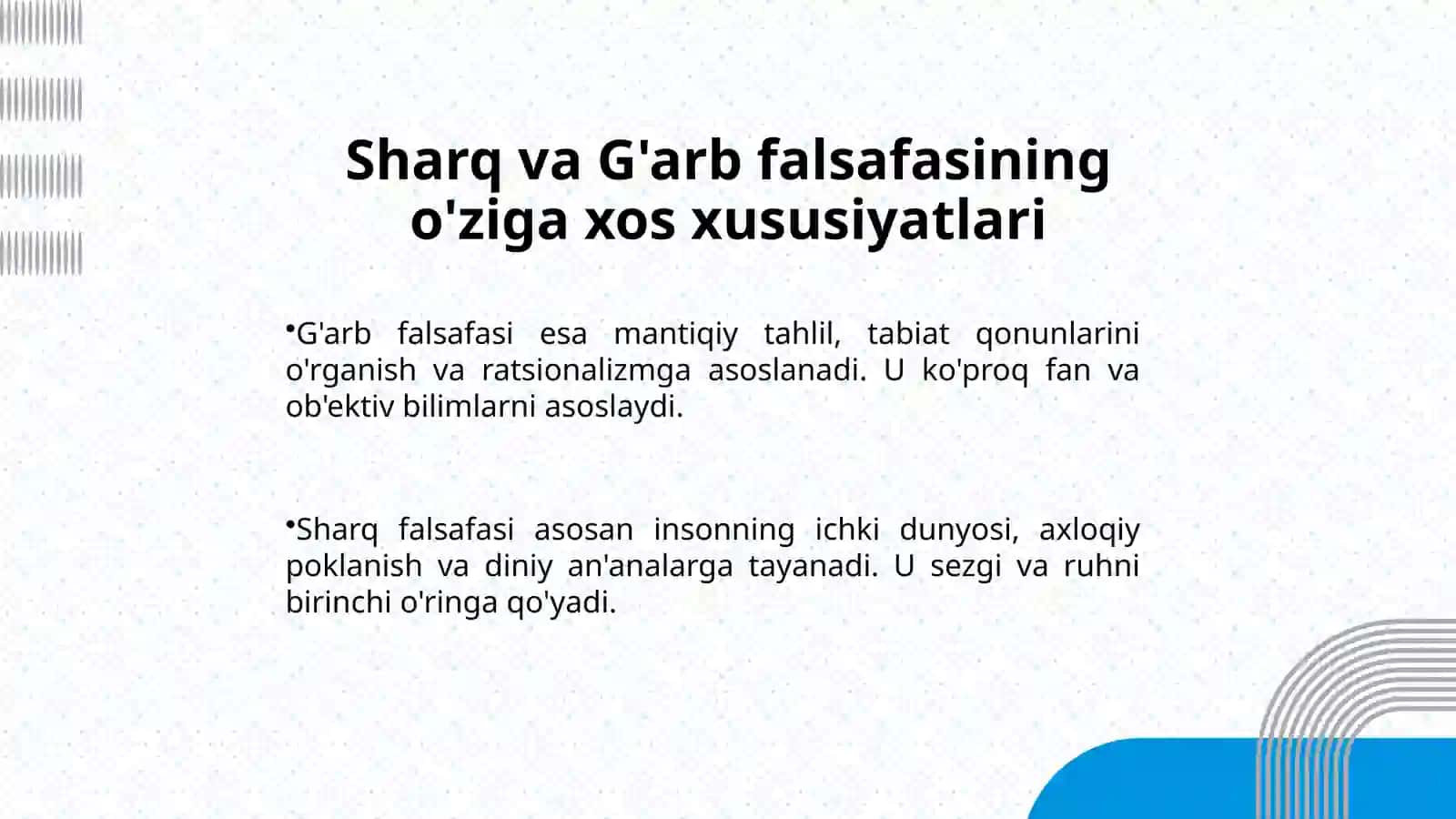Sharq va G'arb falsafasining vujudga kelishi va rivojlanish tarixi 3