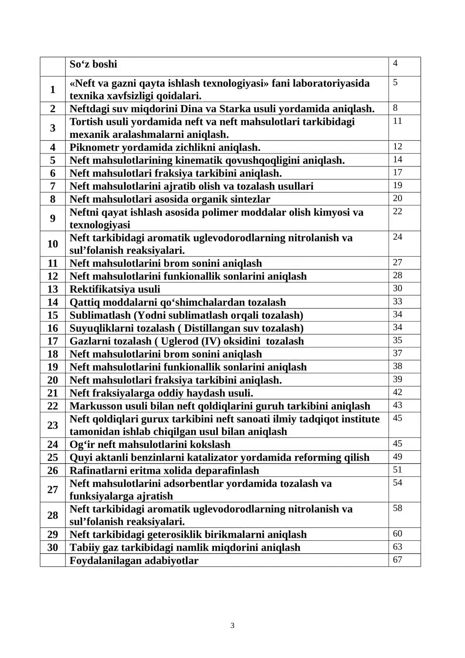 Neft- gaz kimyosi va fizikasi fanidan labaratoriya mashg‘ulotlarini bajarish bo‘yicha uslubiy qo‘llanma 3