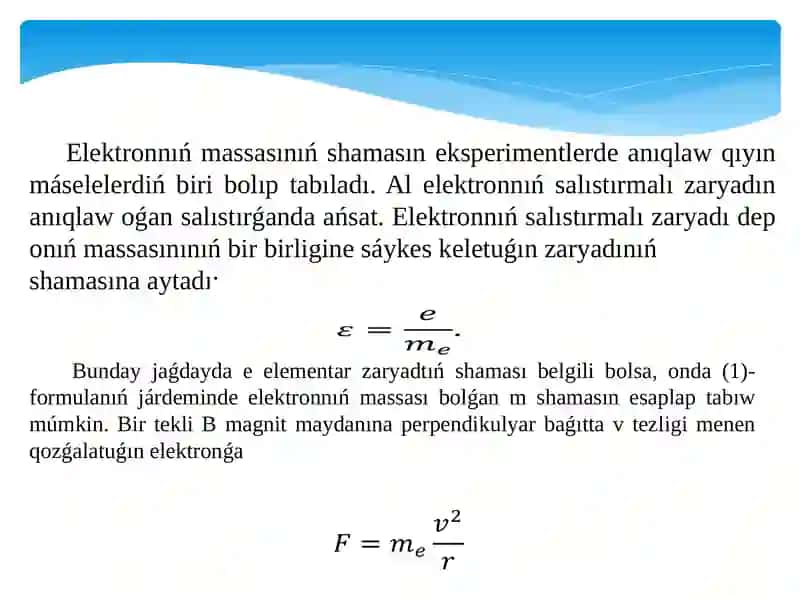 Elektronnıńsalıstırmazaryadın anıqlaw 3