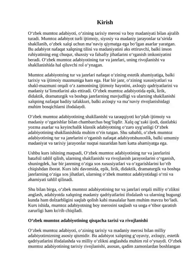 "O‘zbek mumtoz adabiyotining tur va janrlari" 3