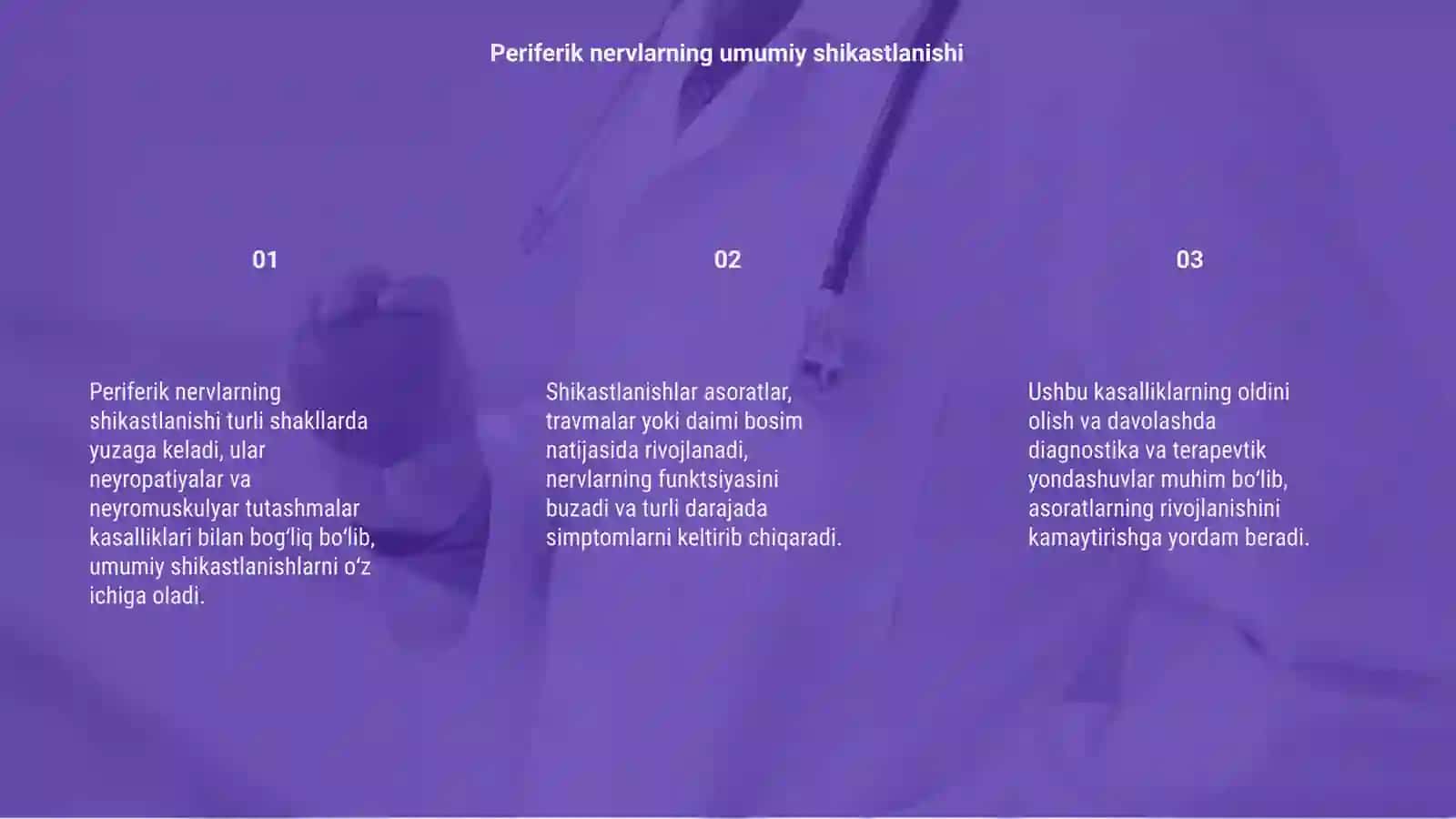 Periferik nervlarni shikastlsnishi umumiy turlari Neyropatiyalar Neyromuskulyar tutashlarini kasalliklari 3