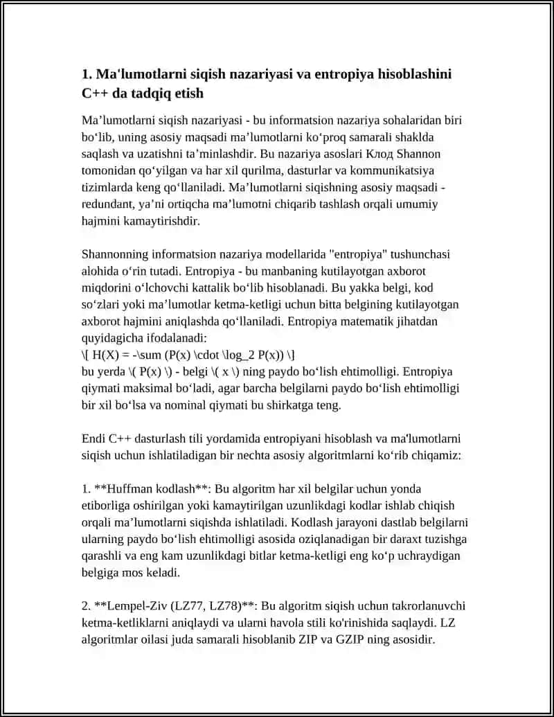 MA'LUMOTLARNI KOMPRESSIYALASH ALGORITIMLARNI C++ TILIDA TADQIQ ETISH 3