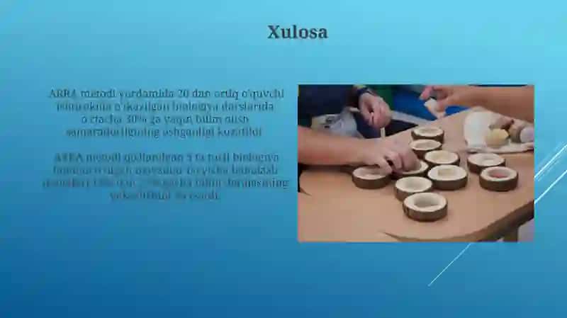 Biologiyani o'qitishda hamkorlikda o‘qitish texnologiyasining arra metodidan foydalanish 3