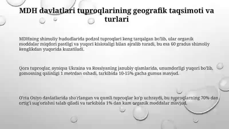 MDH Davlatlari Tuproqlari 3