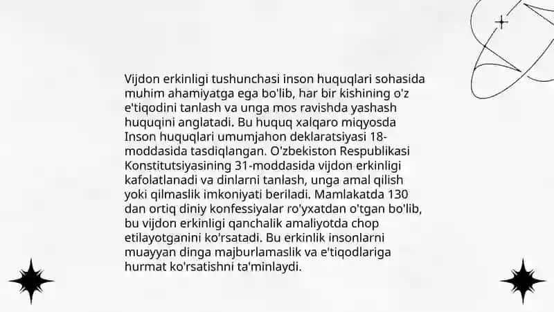 Vijdon va eʼtiqod erkinligining tarifi 3