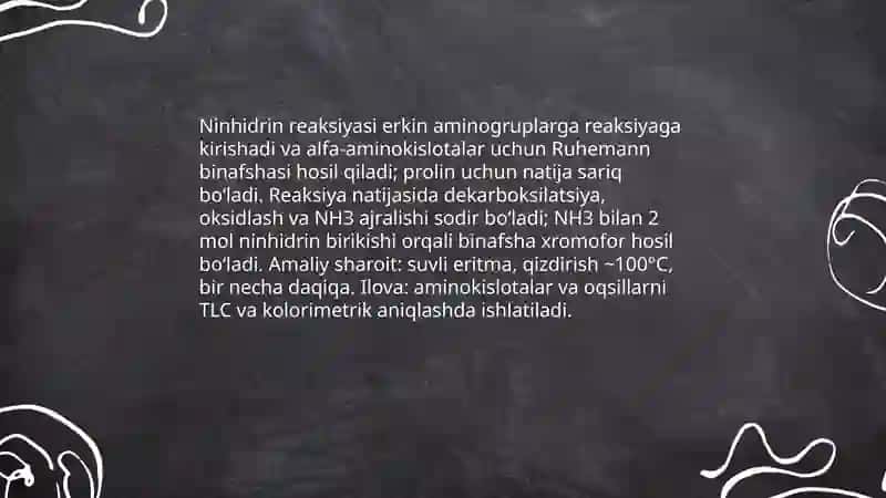 Aminokislotalar va oqsillarga xos sifat reaksiyalar 3