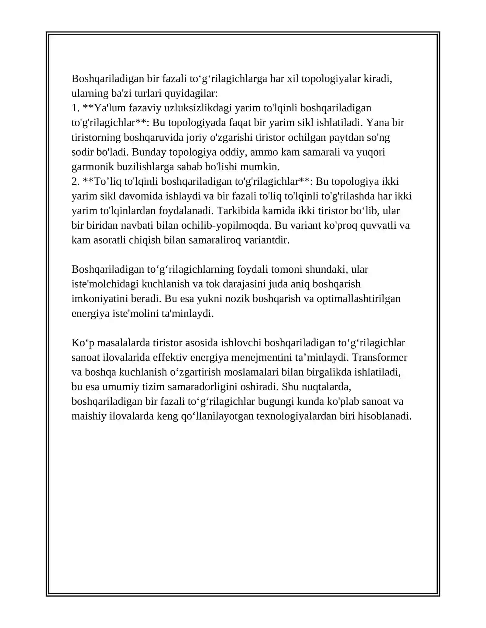 BOSHQARILADIGAN BIR FAZALI TOʻGʻRILAGICHLAR 3
