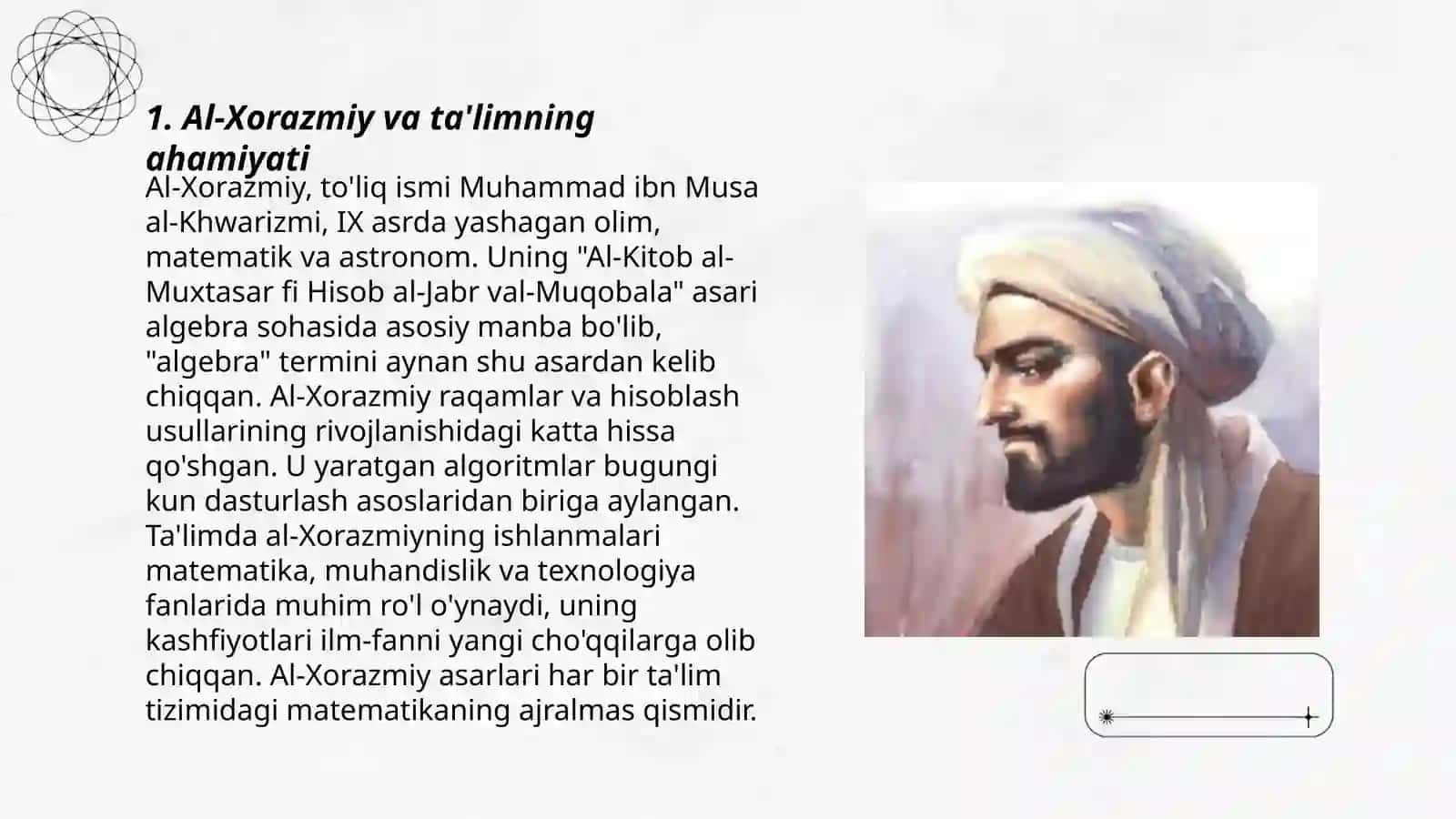 Abu Abdulloh Muhammad Ibn Muso al-Xorazmiyning didaktik qarashlari 3