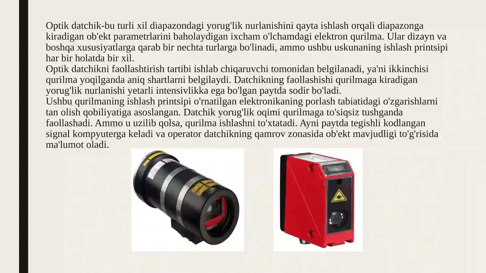 Optik datchiklarning tuzilishi, ishlash prinsipi. Optik datchiklarning turli tibbiy qurilmalarda qo’llanilishi 3