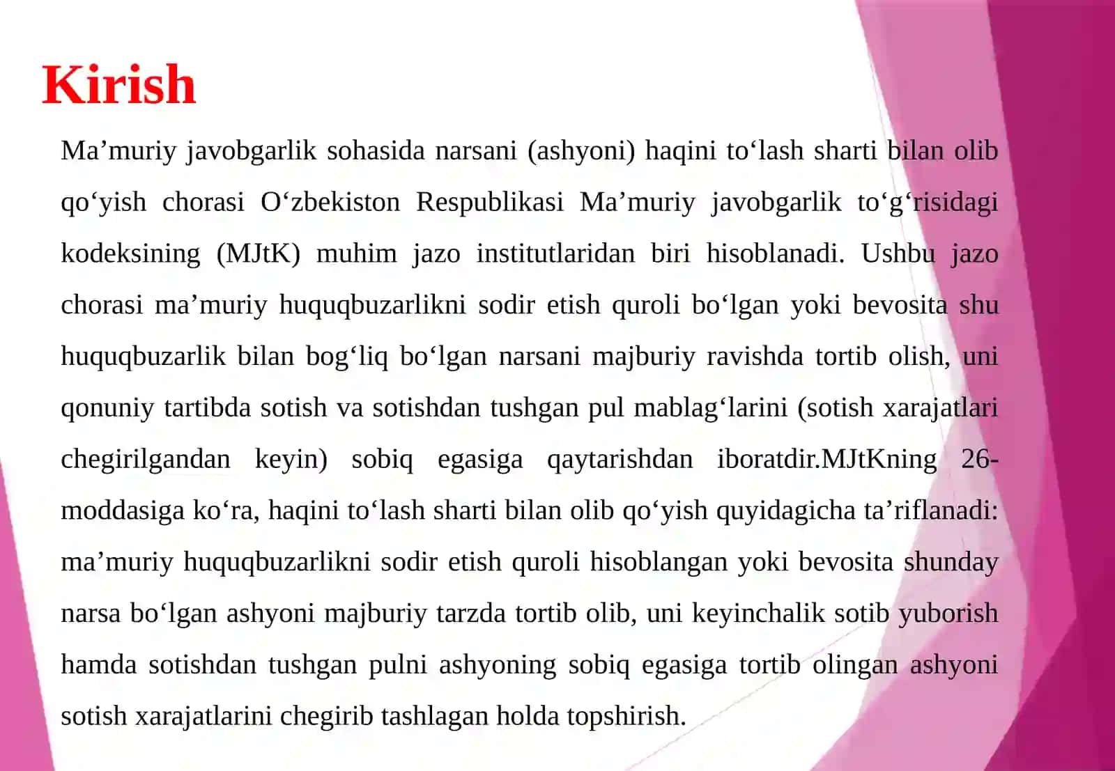 Narsani haqini to‘lash sharti bilan olib qo‘yish to‘g‘risidagi qarorni ijro etish bo‘yicha ma’muriy ish yuritish 3