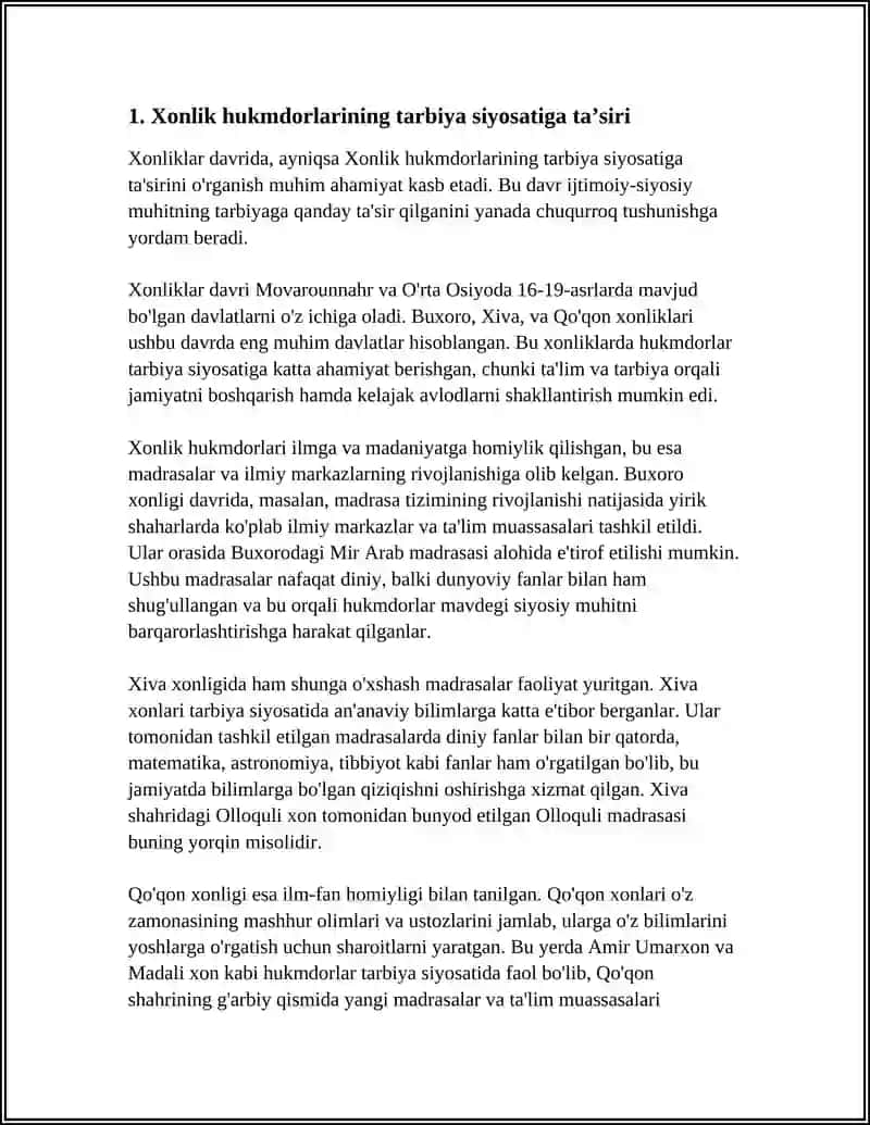 Xonliklar Davridagi Ijtimoiy-Siyosiy Muhitning Tarbiyaga Ta'siri 3