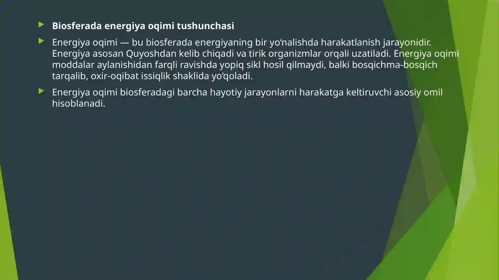 Biosferada energiya va moddalarning aylanma harakati 3