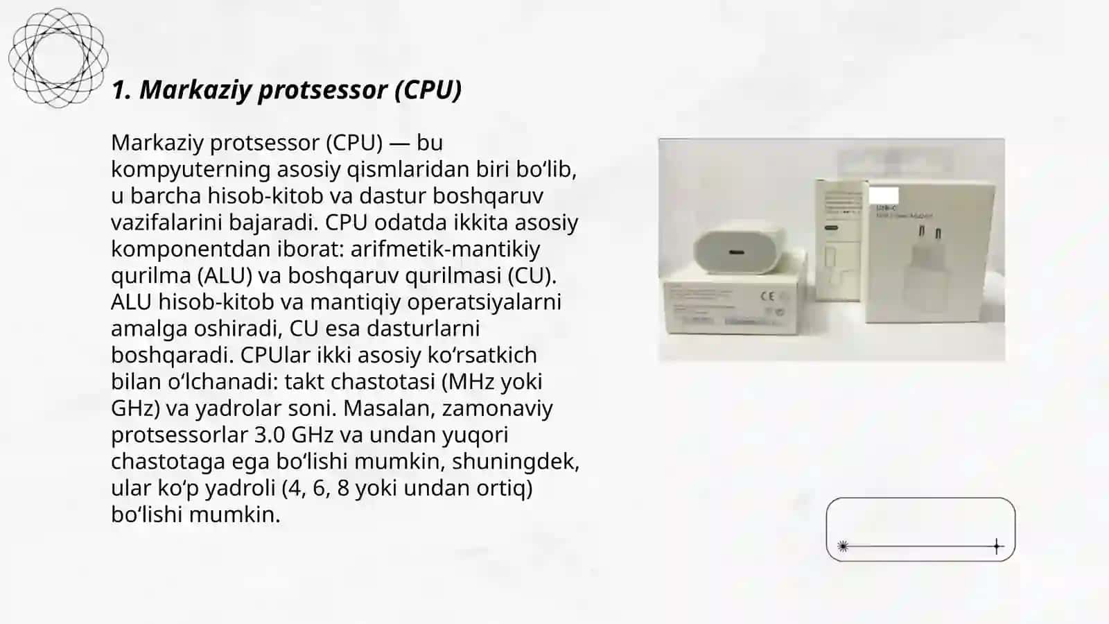 Tizimli blok va uning tarkibiy elementlari: protsessor, soprotsessor, xotira 3