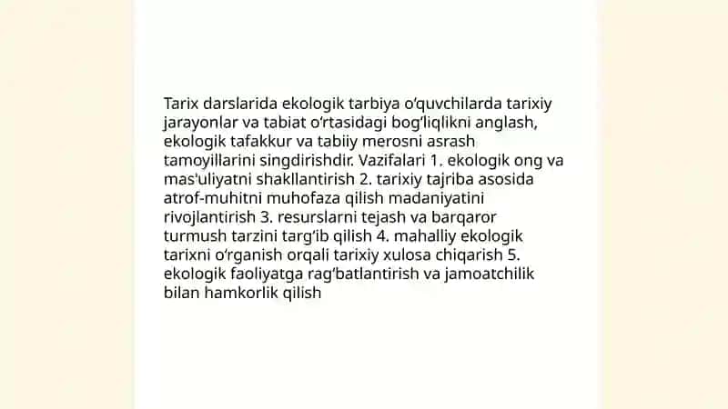 Tarix oʻqitishda ekologik taʼlim - tarbiyaning asosiy yoʻnalishlari 3