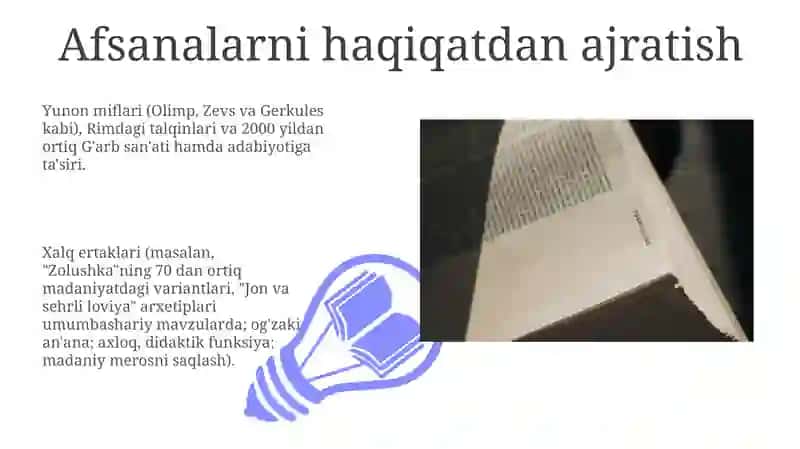 Rivoyat. Mif, afsona va asotir janrlari badiyati 3